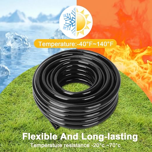 1/2 Inch Irrigation Tubing, 50FT Drip Irrigation Tubing for Garden, Flexible Poly Drip Irrigation Hose for Raised Beds, Greenhouse, Lawn, Yard Watering System