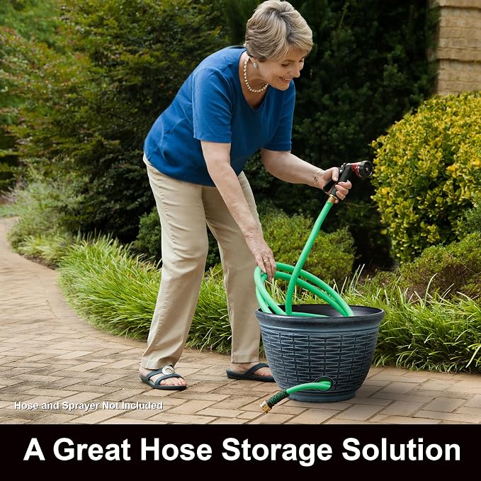 Liberty Garden 1920-N Wicker High Density Resin 100' Garden Hose Pot