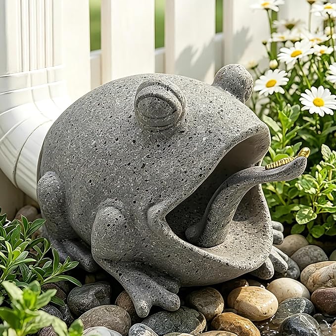 Teaeeno Frog Gutter Downspout Extension Decorations, 3''x4'' Downspout Extender Diverter Splash Block Sculpture Outdoor Decor, Animal Resin Statue Ornaments, for Garden, Lawn, Yard