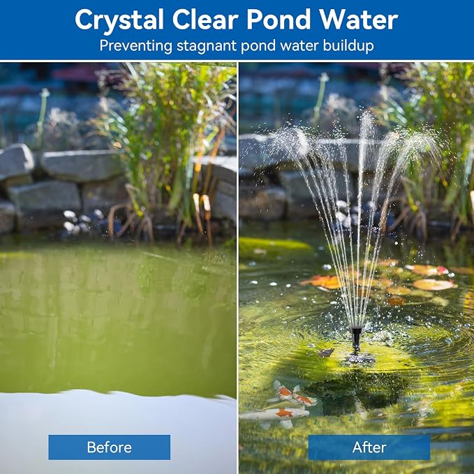 Antfraer 40W Solar Pond Pump with Filter Kit, Foldable Solar Panel & 3-Stage Filtration System, 4 Nozzles Pond Filter for Outdoor Ponds, Garden Waterfalls, Koi Ponds & DIY Water Features