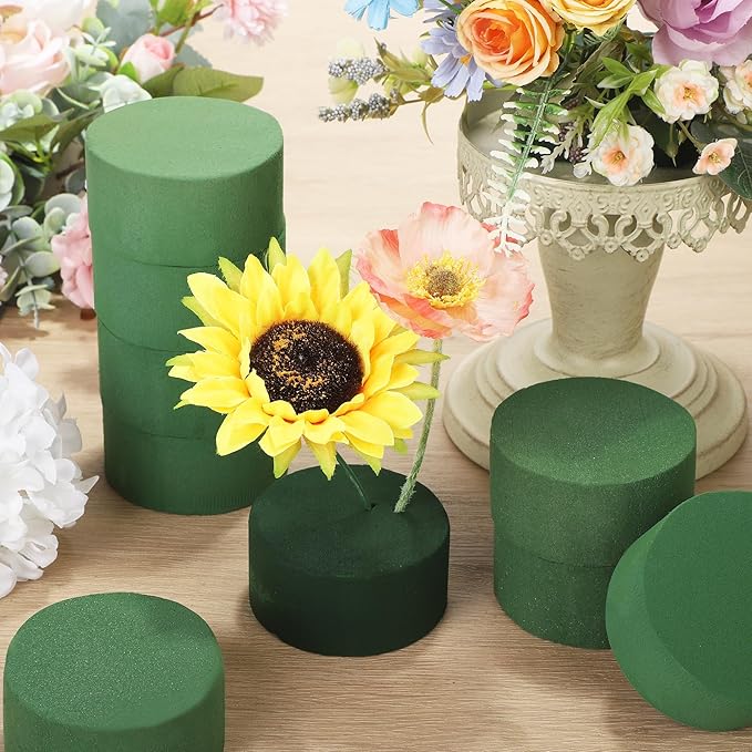 Hahood 48 Pieces Round Floral Foam Blocks 3.15 Inch DIY Flower Arrangement Kit Wet Green Floral Foam Block for Wedding Florist Supplies Wet Dry Flower Party Decorations