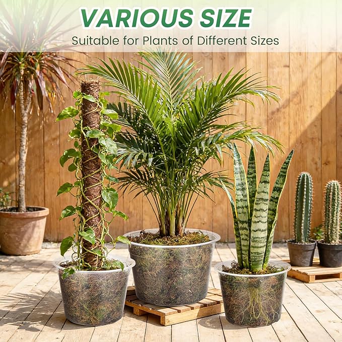 15 Pack 8/10/12 Inch Large Clear Nursery Pots with Drainage Hole, Plastic Plant Pots for Seedling Flower Vegetable, Indoor Outdoor Gardening, Used as Liner Inside Decorative Pot (8 10 12 inch)