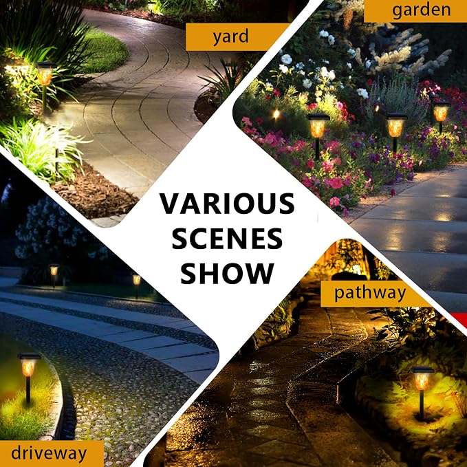 Swingers Solar Lights Outdoor,LED Solar Torch Lights with Flickering Flame | Upgraded 2nd-gen Flame tech,6 Pack Waterproof Outdoor Garden Light for Christmas, Garden, Landscape, Path, Yard, Patio