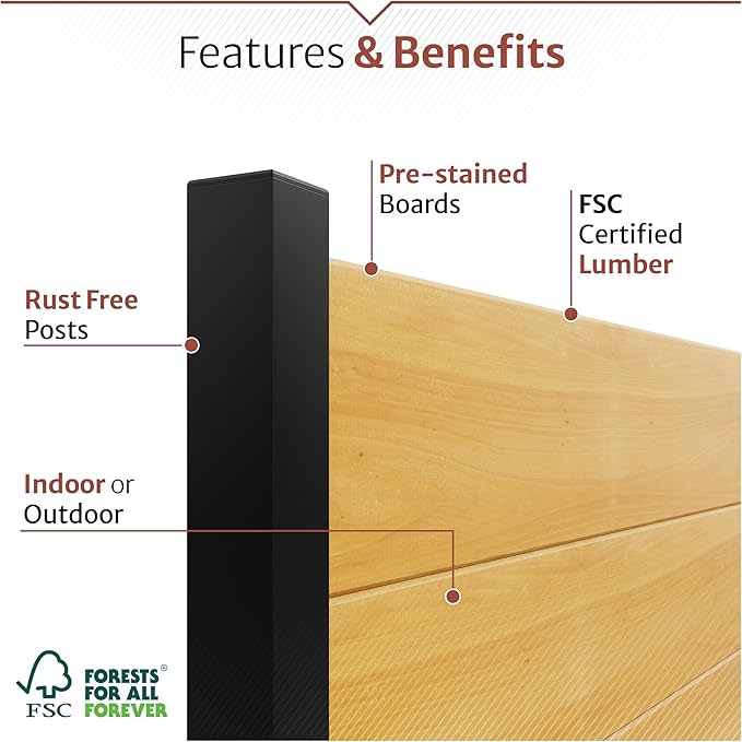 5ft H x 3.2ft W (1 Panel) No Dig Enclo Fairmont Cedar Wood Privacy Screen, Great to Hide Trash Cans, Decorative Patio Screen, Outdoor Privacy Fence Panel, Air Conditioner Barrier, EC18043