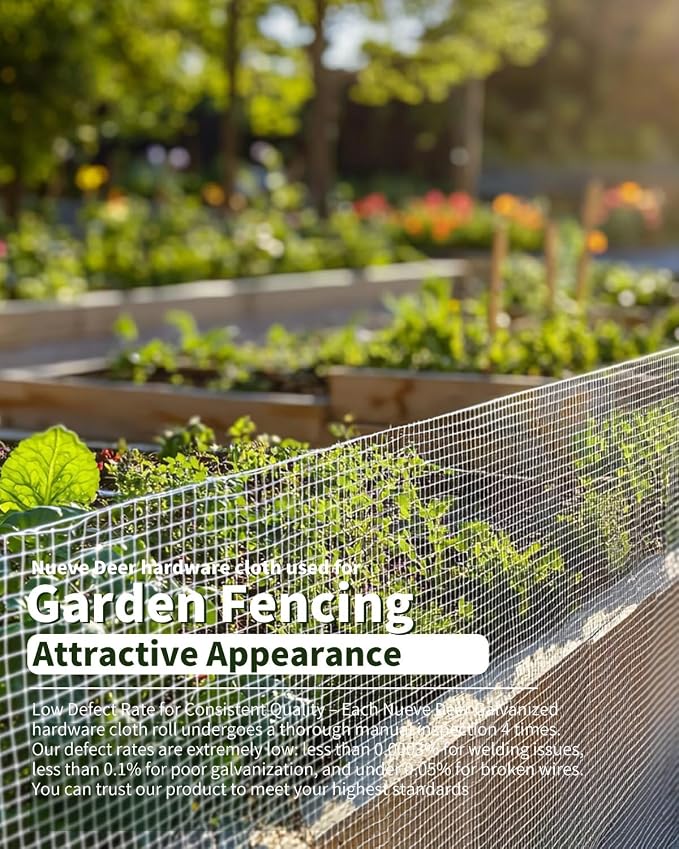 Hardware Cloth 1/4 inch Mesh 48" x 100' 23-Gauge - Hot-Dip Galvanized After Welding - Ideal for Chicken Wire Fencing, Gopher Barriers, Garden Fence, Snake Fencing