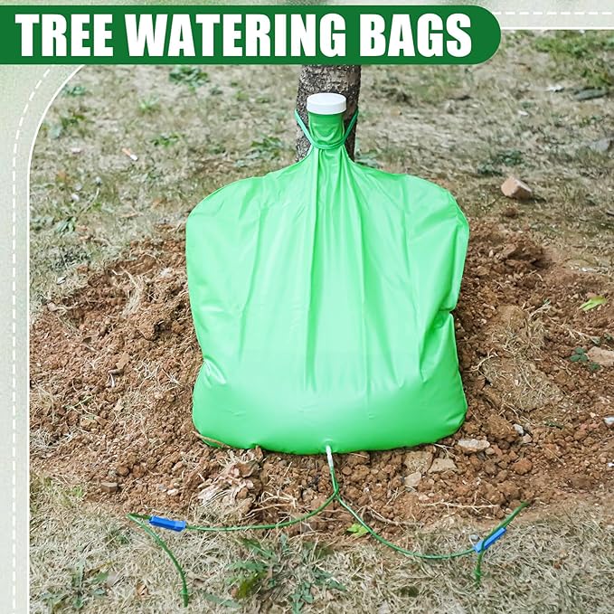 Tioncy 6 Pack Tree Watering Bags with Dual Adjustable Outlets - 10.5 Gallon Precision Irrigation System Slow Release Water Bags for Small/Medium Trees, Leakproof & Overwatering Risk