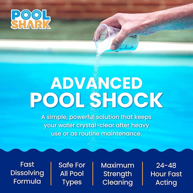 POOL SHARK 68% Calcium Hypochlorite Pool Shock | 1lb (24 Pack) Bags Chlorine Granules | Pool Shock Treatment for Swimming Pools | Inground & Above Ground Pool Cleaning, Fast-Acting Chlorine Shock