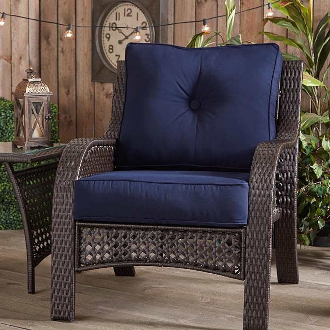 Greendale Home Fashions Outdoor 2-Piece Sunbrella Premium Deep Seat Cushion Set, Canvas Navy