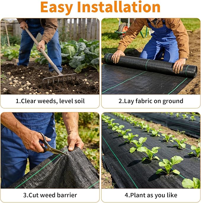 AMAGABELI GARDEN & HOME 3ft x 300ft Weed Barrier Landscape Fabric 3.2oz Plastic Garden Cloth Heavy Duty Weed Control Blocker Mat Gardening Ground Cover Woven Geotextile Fabric Driveway Underlayment