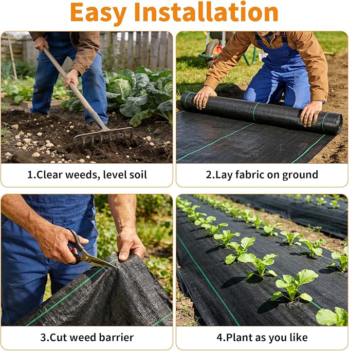 AMAGABELI GARDEN & HOME 4ft x 300ft Weed Barrier Landscape Fabric 3.2oz Garden Cloth Heavy Duty Weed Control Blocker Mat Gardening Ground Cover Non Woven Geotextile Block Fabric Driveway Underlayment