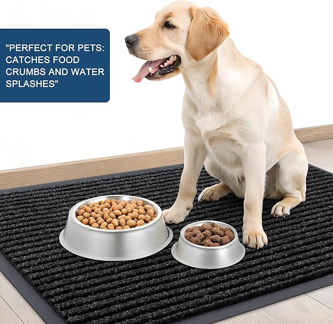 OLANLY Front Door Mat Indoor Outdoor Entrance, 2-Pack 59 x 34 Inch, Waterproof Heavy Duty Doormat, Fade Resistant, Low Profile, Easy Clean Patio Porch Welcome Floor Mats for Entry, Off-Black