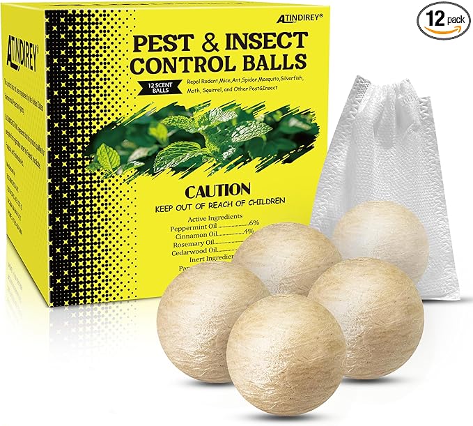 Natural Peppermint Spider Repellent Indoor Pet Safe & Ant Control Balls,Rodent Repellent for Car Engine, Home Storage, Fresh Mint Scent, Safe for Kids and Pets