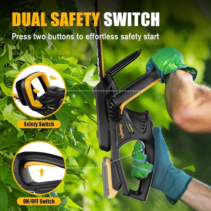 Cordless Hedge Trimmer Compatible with DeWalt 20V MAX Battery, 22-Inch Electric Bush Trimmer with Dual-Action Blade, 5/8-Inch Cutting Capacity, Lightweight Shrub Trimmer for Gardening (Tool Only)