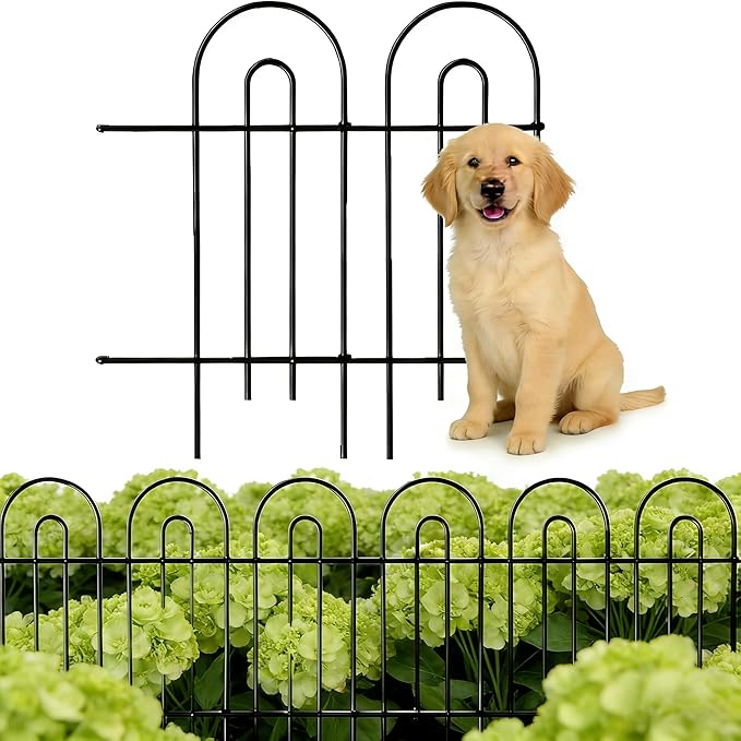32in(H)×50ft(L) Black Decorative Garden Border Fence Total 35 Panels No Dig Metal Folding Fence Garden Edging Border Fence for Animal Barrier Fencing Flower Bed Yard Patio