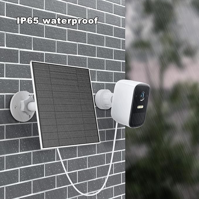 Solar Panel for Eufy Camera, 5W Solar Panel Compatible with Eufycam 3/3C/2/2 Pro/2C/2C Pro/E/E20/E40/L20/L40, Solar Charger for Eufy Camera with USB-C Port, Micro USB Adapter, IP65 Waterproof, 2 Pack