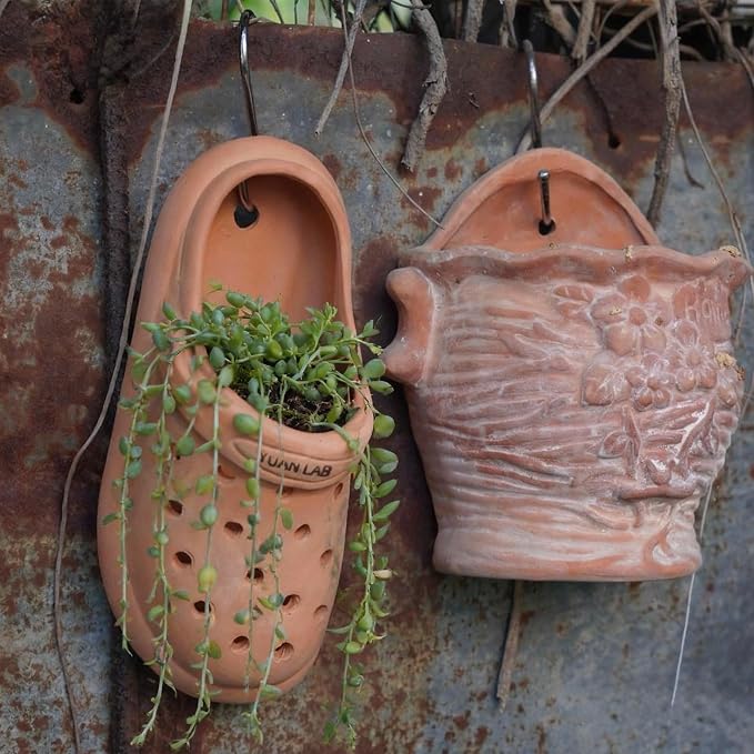 Terracotta Orchid Pot, Handmade Hanging Planter with Breathable Perforated Design, Rustic Clay Pot for Orchids, Succulents, Air Plants Mini Phalaenopsis, Unique Garden Decor
