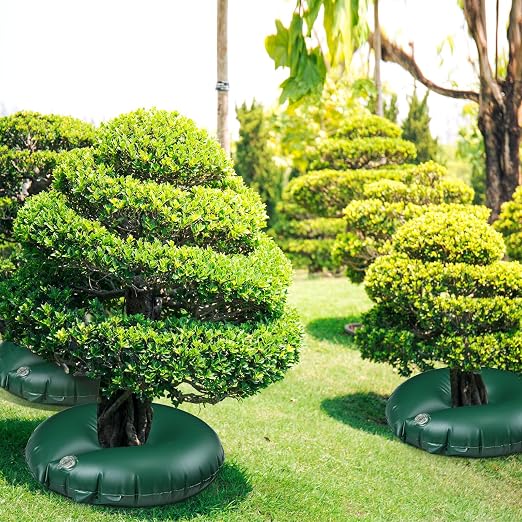 TaoBary 2 Pack 15 Gallon Tree Watering Ring Tree Watering Bag Slow Release PVC Drip Irrigation Water Pouch Brown Automatic Drip System for Planting Gardening Trees and Shrubs (15 Gallon)