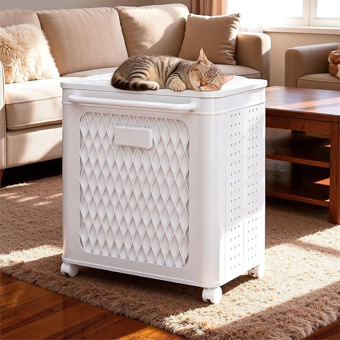 VECELO Deck Box, Outdoor Storage Box with Wheels and Lid, Waterproof Storage Bin for Package Delivery for Patio Furniture, Garden Tools, Pool Supplies, Foldable, White, 19.3" x 13.8" x 25.0"