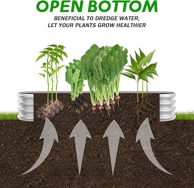 RAYKEEP Galvanized Raised Garden Beds, Outdoor Raised Garden Boxes, Oval Large Bottomless Metal Elevated Garden Bed Planter Box for Vegetables, Fruits, Flower (7x2x1(ft))