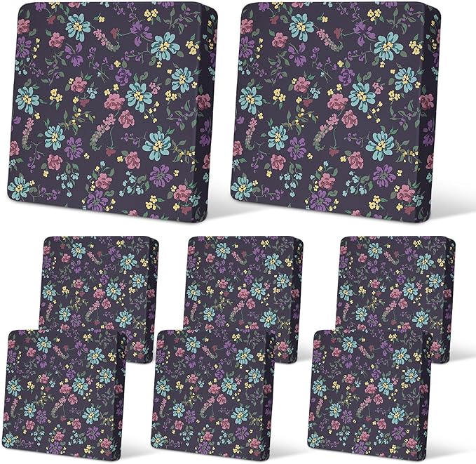 pickyNproud 8Pcs Patio Cushion Covers Stretch Outdoor Couch Cushions Slipcovers Replacement Washable Furniture Protector with Elastic Bottom Sofa Chair Seat Cover, Deep Purple