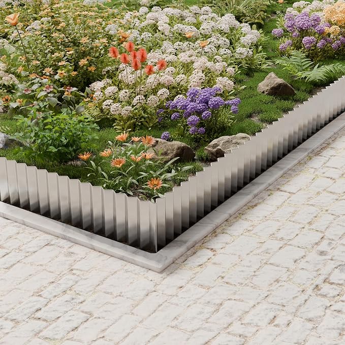 SnugNiture Corrugated Metal Garden Edging,6" x 40' Sturdy Lawn Edging Border,Landscape Edging Border for Lawn, Flower Bed,Garden and Yard