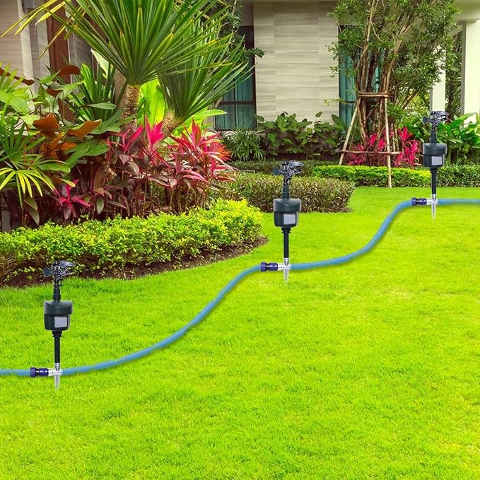 [2025 Upgraded] Yardeen Motion Sensor Sprinkler with Adjustable Head, Water Spray for Lawn and Garden. Day and Night Mode can be Selected