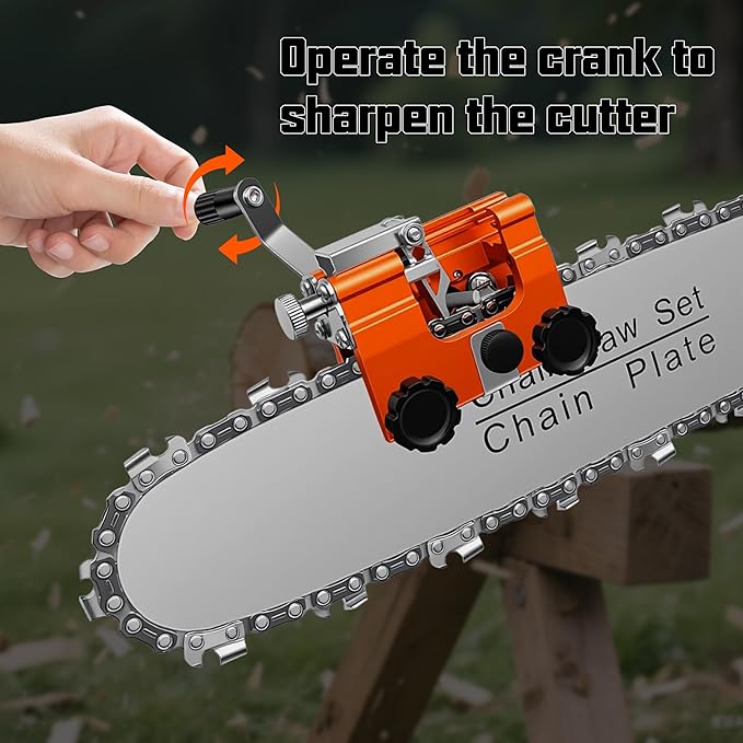 QTG Manual Chain Saw Sharpener,Adjustable Clamp & Precision Guide,Portable Metal Attachment,8-22" Chain/Electric Saws