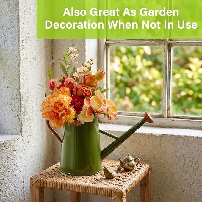 Watering Can for Outdoor&Indoor Plants，1.5 Gallon（5.7L） Metal Watering Can with with Removable Spout，Large Galvanized Steel Garden Flower Water Can Watering Pot with 2 Handles,Dark Green