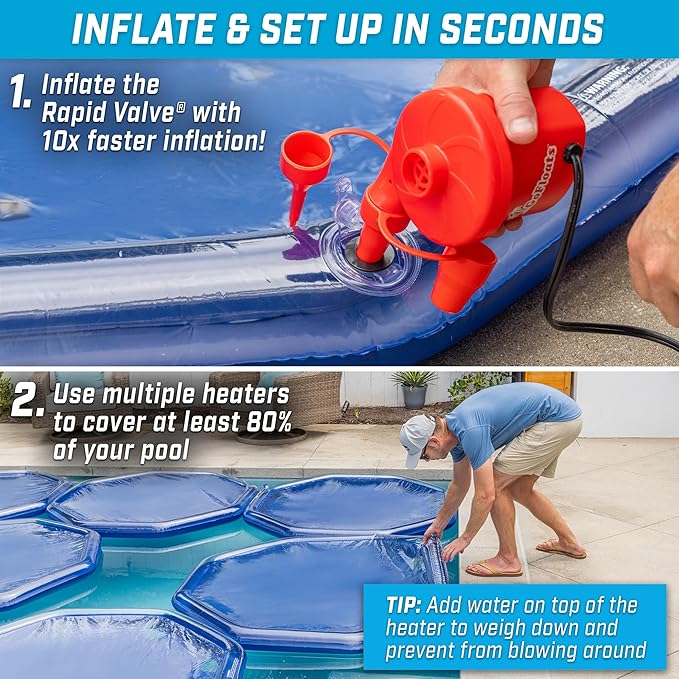 GoFloats V2 Inflatable Solar Pool Heaters for Affordable Pool Heating and Insulation - 3 Pack