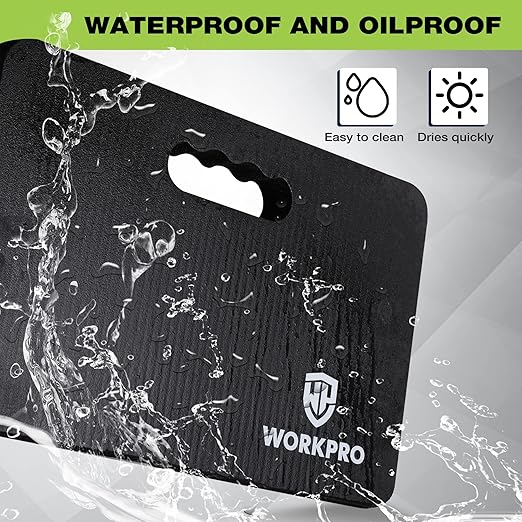 WORKPRO Extra Thick Kneeling Pad, 2-Pack, Soft NBR Foam Cushioning for Knee, Large Foam Kneeler Mat for Gardening, Bathing Baby, Exercise, Workout Supplies, 17.5 x 11 x 1.5 in, Black