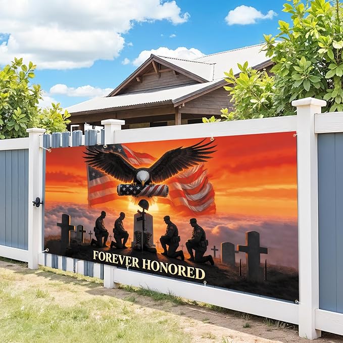 6 * 13FT Eagle USA Flag Memorial Day Garage Door Cover Decorations Independence Day Garage Door Banner for Outdoor Indoor Patriot Party Photography Backdrop