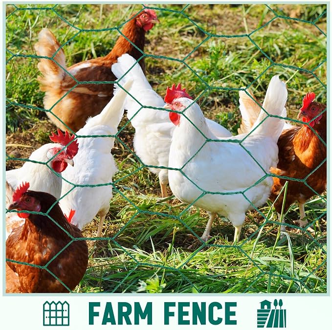 GlikCeil 36 in x 200 ft Chicken Wire Fencing Metal Floral Chicken Wire Mesh for Crafts Poultry Garden, 1 Inch Hexagonal Galvanized Hardware Netting for Poultry Coop Barrier Rabbit Cage (Green)