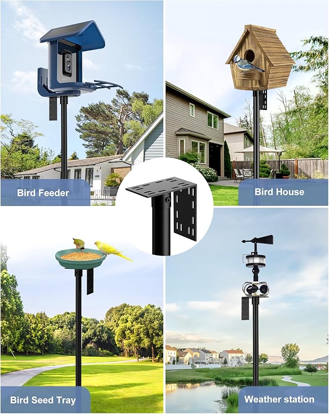 Onlyfly Bird Feeder Pole Stand – 74.5 Inch Height Feeding Station with 1-Inch Dia Heavy Duty for Hanging Feeders, Bird House Pole Mount Kit for Outdoor, Slip-Fit Connection