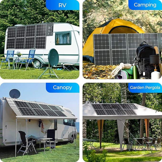 Renogy 400W Portable Solar Panel Foldable Monocrystalline Solar Blanket, Huge Power Solar Panel, Sunpower Solar Cells 23.7% High Efficiency for Power Station Outdoor Camping RV Solar Generator