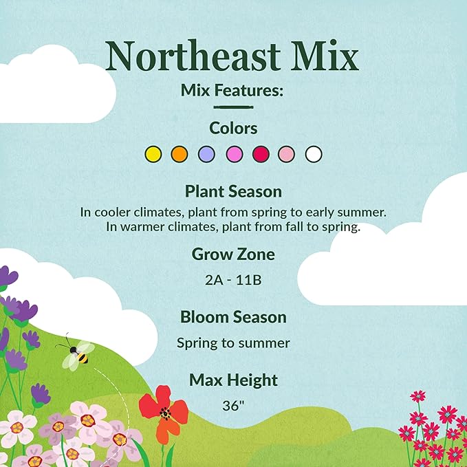 Ferry-Morse Wildflower Seeds - Northeast Mix, Non-GMO, Full Sun - 1 lb