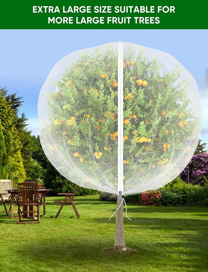 Fruit Tree Netting with Zipper - 4Pcs 5.3 x 8 FT Garden Bird Netting for Blueberry Bushes with Drawstring,Insect Plant Protection Mesh Net Bags for Tomato,Flowers,Animals,Cherry (4, 5.3 x 8 FT)