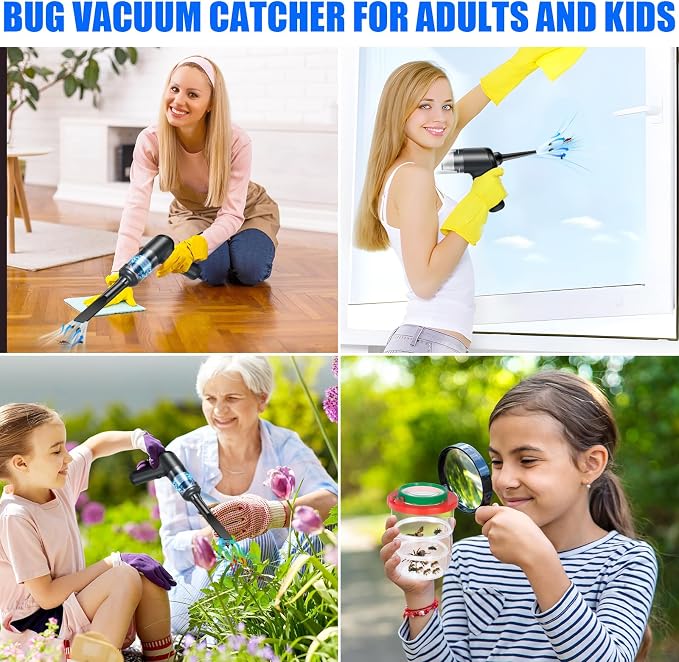 Electric Bug Vacuum Catcher Cordless Handheld Spider & Insect Trap for Humane Removal of Stink Bug,Spotted Lanternfly,Wasp,Beetle & Bedbug,Portable Vacuum with Insect Cage for Indoor Outdoor Use