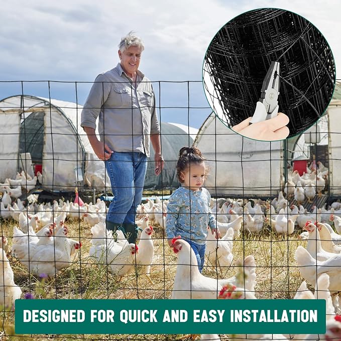 Gisafai 16 Gauge Galvanized Welded Wire Fence 4 ft x 100 ft PVC Coated Hardware Cloth, 2.36" x 2.36" Mesh, Heavy Duty Garden Fencing Roll for Chicken, Dog Yard, Deer Cattle & Animal Protection(Black)