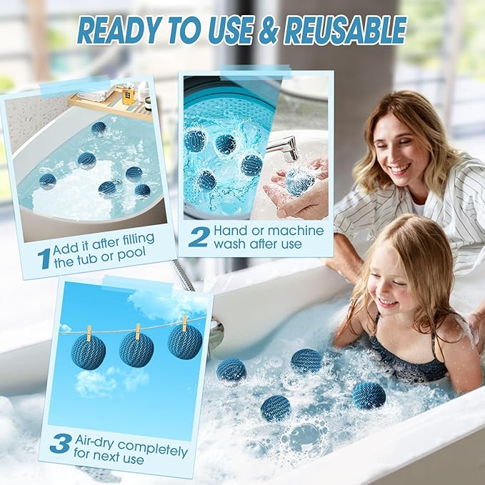 Hot Tub Scum Absorber, 6 Pack Spa & Pool Scum Eliminating Balls,hot tub scum Balls,Scum Sponge for Spa Hot Tub, Hot Tub Accessories, Oil Absorbing Sponge for Hot Tub Skimmer