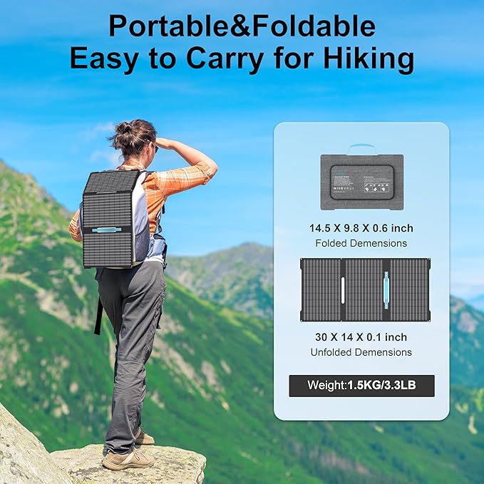 45W Portable Solar Panels Chargers with USB-C, USB-A and DC Outputs Foldable IP67 Waterproof Solar Panel for Camping,Power Emergency for Small Power Station,Phones, Power Banks