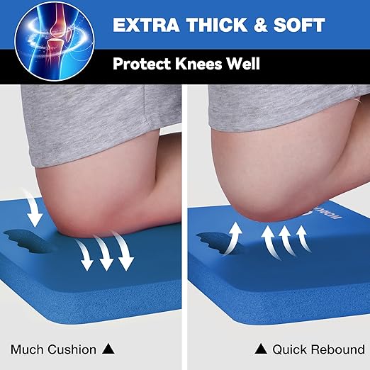 WORKPRO Extra Thick Kneeling Pad, 2-Pack, Soft NBR Foam Cushioning for Knee, Large Foam Kneeler Mat for Gardening, Bathing Baby, Exercise, Workout Supplies, 17.5 x 11 x 1.5 in, Blue