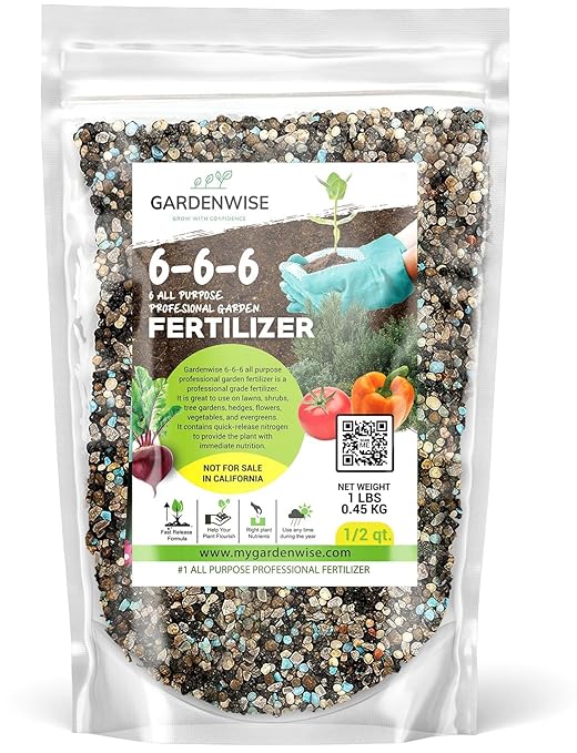 Gardenwise 6-6-6 All-Purpose Professional Plant Food Fertilizer; Ideal for Winter Care & Spring Feeding, Perfect Balanced NPK for Indoor and Outdoor Plants (1/2 Quart)
