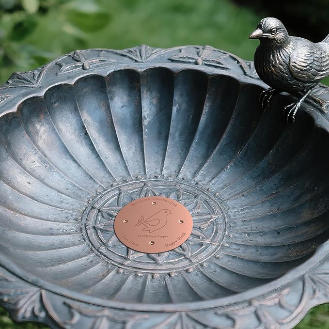 2 Pack Copper Bird Bath Disc - Helps Maintain Clear Water Naturally for Birdbath Copper Plate Can Save You Cleaning Time