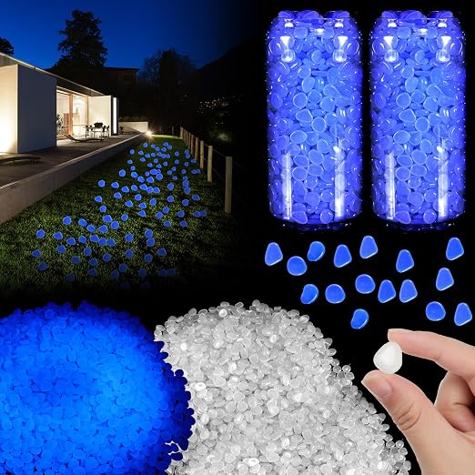 Sasylvia 6000 Pcs Glow in the Dark Rocks Glow in the Dark Pebbles Glowing Rocks for Garden Outdoor Glowing Fish Tank Pebbles Luminous Stone for Outdoor Yard Patio Aquarium Landscaping (White)