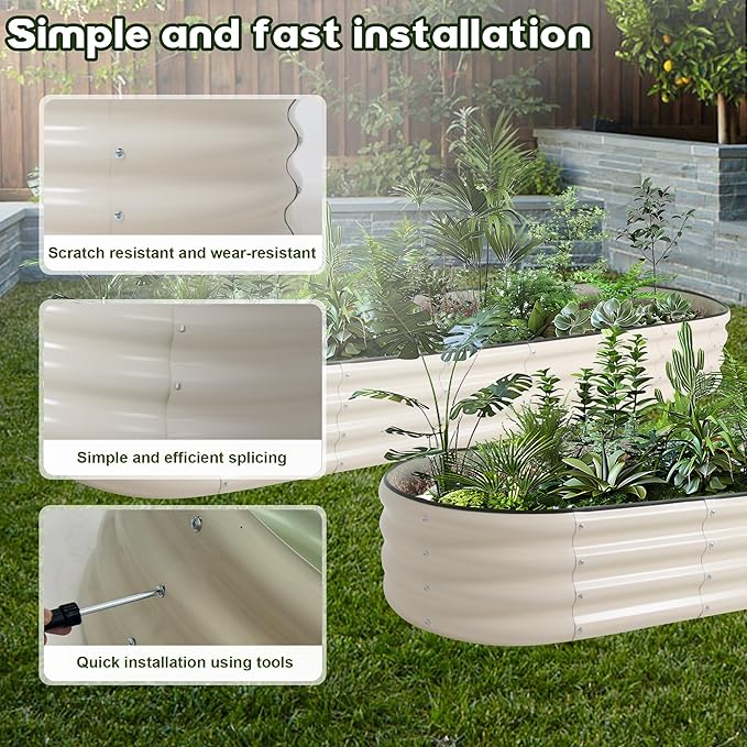 Galvanized Raised Garden Bed Kit Outdoor Metal Garden Planter Box for Backyard Gardening, Planting Vegetables, and Patio (94.4"x23.6"x11.8")