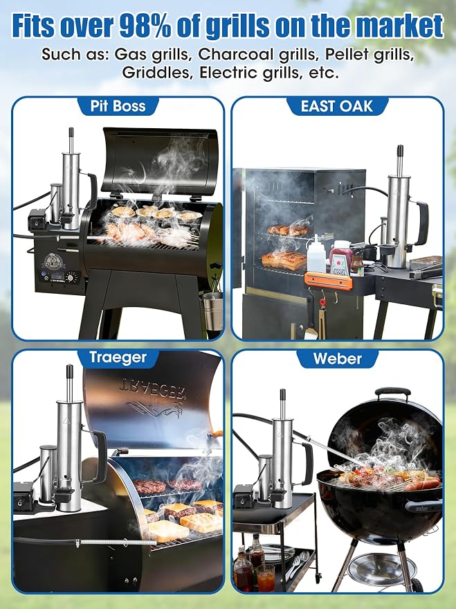 Advanced Smoke Tube for Pellet Smoker, Upgrade Cold Smoker Generator for Gas Grilling, Cordless Electric Cold/Hot Smoker Generator, Bonus Magnetic Smoking Guide, Fits Any Grill - Perfect Gifts for Men