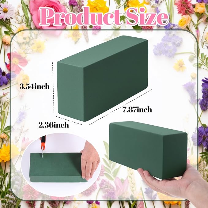 Pangda 12 Pcs Floral Foam Blocks and Round Block, Green Wet Dry Flower Foam for Fresh Artificial Flower Arrangement, Florist Supplies for Diys Arts Crafts Weddings Home Garden Decoration
