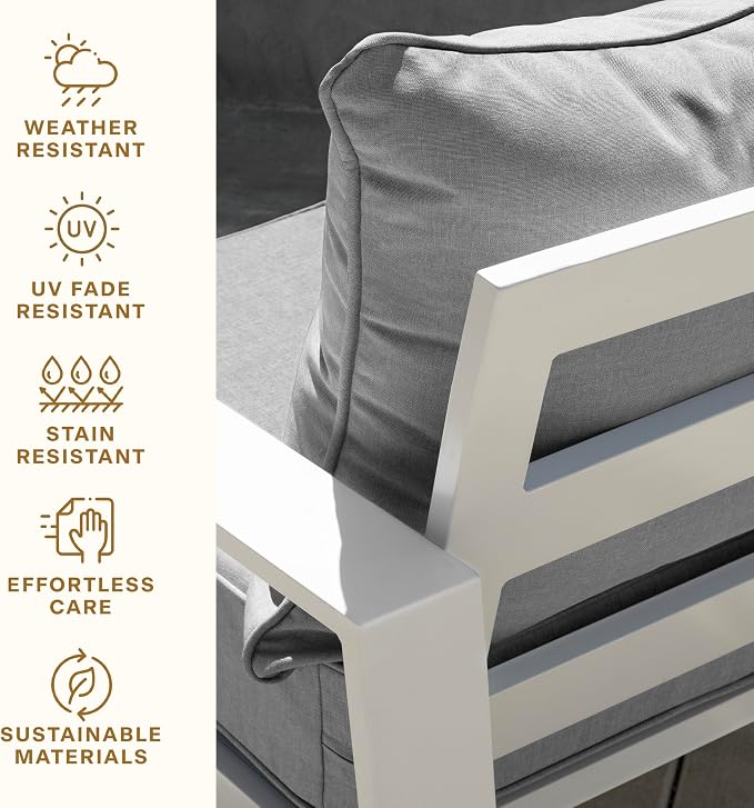Honeycomb Outdoor Heritage Deep Seat, 24 x 23, Stripe Stone Beige Chair Cushion with Removable Cover, for Patio Furniture