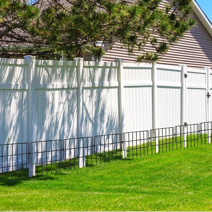 Getlay Garden Fencing Animal Barrier 36ft(L)×16in(H), 32Panels No Dig Fence, 1.5"Gap Underground Critter Barrier for Decks, Pet Dog Digging Fence Barrier. Rust-Proof Metal Black Fence Stakes