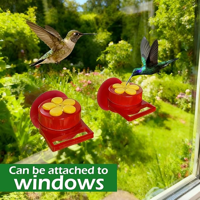 Hummingbird Feeder Helmet | Easy-Install Hummingbird Feeder Hat | 2 Feeding Ports, Round Nectar Box, Leak-Proof & Quick to Refill, 2PCS